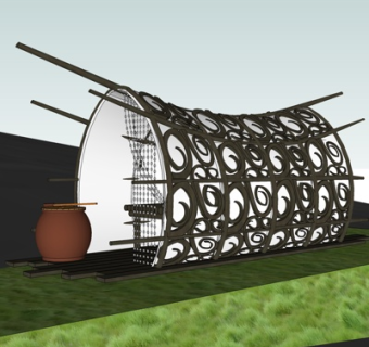 现代户外休闲凉亭su模型