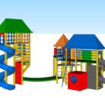现代儿童游乐设备su模型