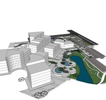 现代办公楼规划su模型