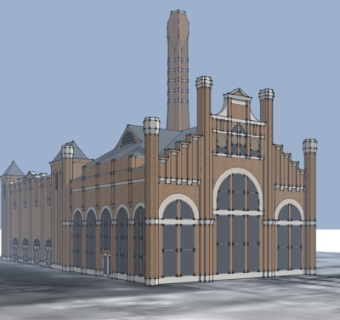 现代会所外观su模型