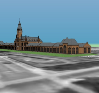 新中式钟塔su模型