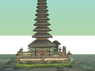 中式古建高塔su模型