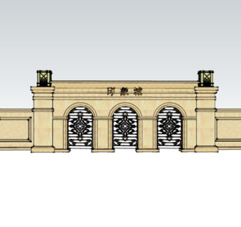 欧式围墙su模型