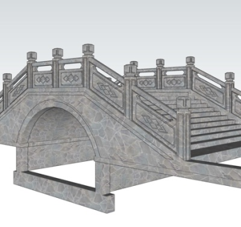欧式石拱桥su模型