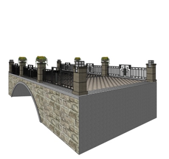 欧式石拱桥su模型