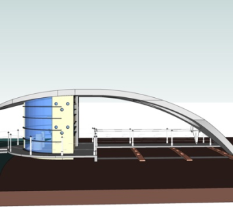 现代小区入口门头su模型