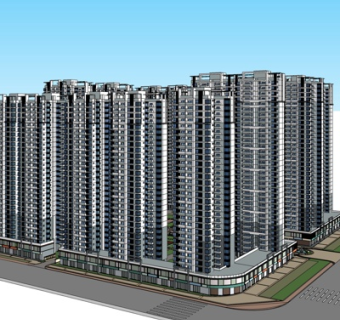 现代高层小区su模型