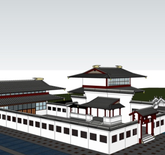 中式古建民房su模型