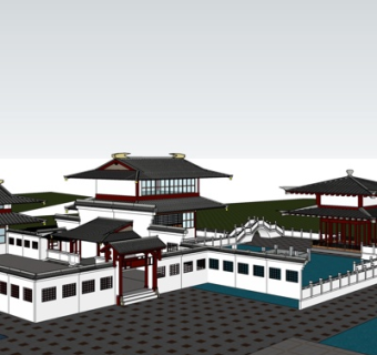 中式古建民房su模型