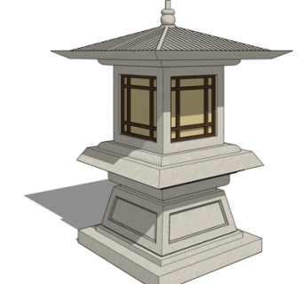 新中式景观灯su模型