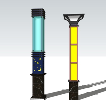 新中式景观灯su模型