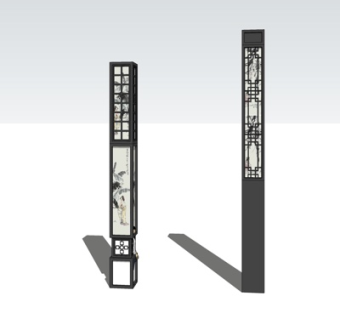 新中式景观灯su模型