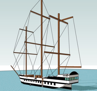 现代海船su模型