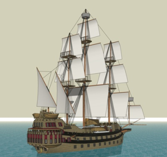 现代海船su模型