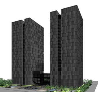 现代高层写字楼su模型