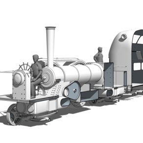 工业风火车头su模型