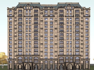 欧式高层公寓su模型