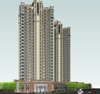 现代高层小区su模型