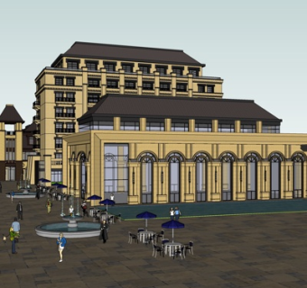 欧式商业街su模型