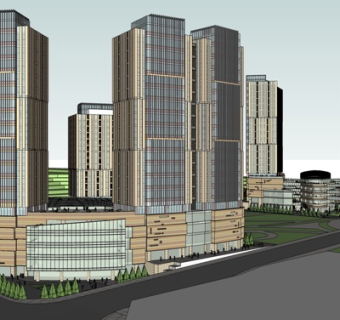 现代高层写字楼su模型