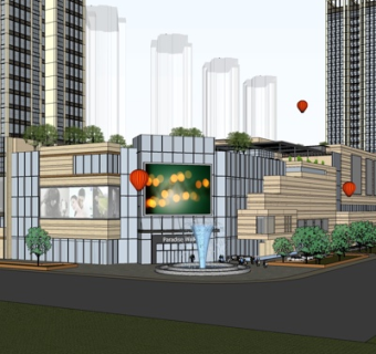 现代高层写字楼su模型