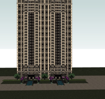 欧式高层小区su模型