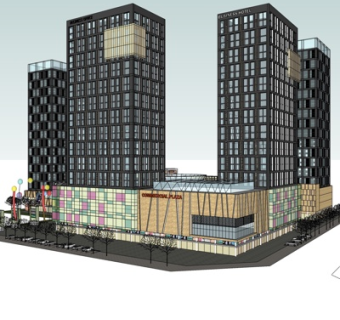 现代高层写字楼su模型