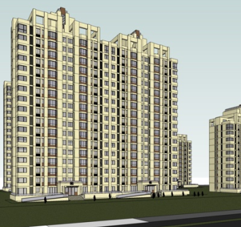 现代高层小区su模型