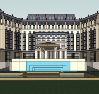 欧式酒店外观su模型