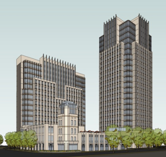 现代高层写字楼su模型