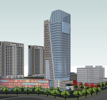 现代高层写字楼su模型