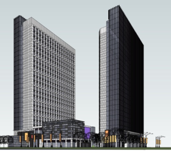 现代高层写字楼su模型