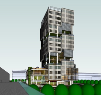 现代办公楼外观su模型