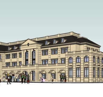 欧式沿街商业建筑su模型