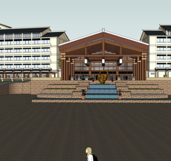 现代办公楼外观su模型