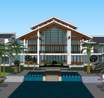 现代办公楼外观su模型