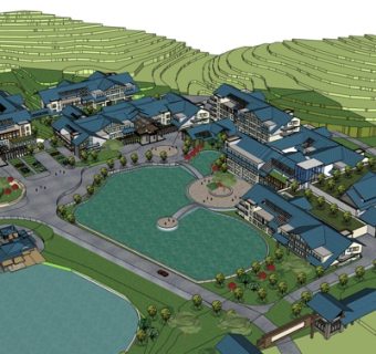 现代工业区规划su模型