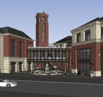 欧式购物广场su模型