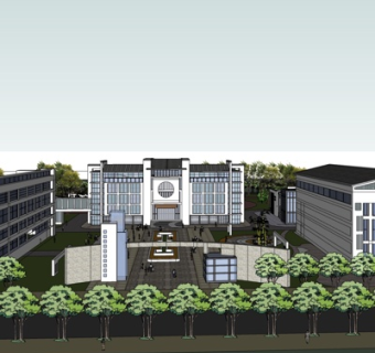 现代办公楼外观su模型