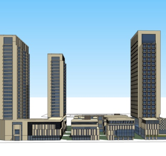 现代高层写字楼su模型