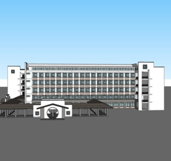 现代学校教学楼su模型