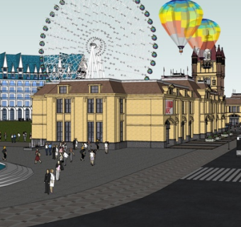 现代商业街su模型