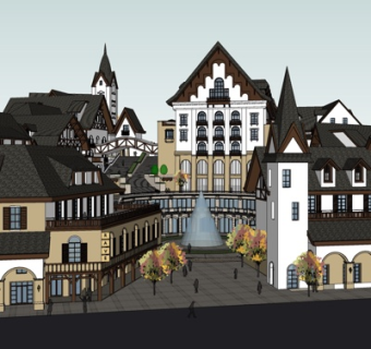 欧式商业街su模型