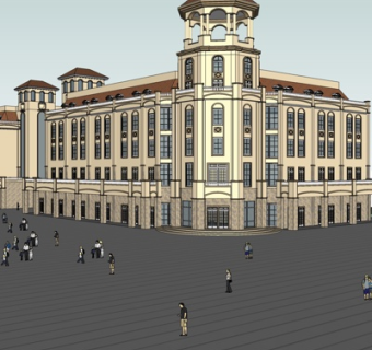 欧式沿街商业建筑su模型