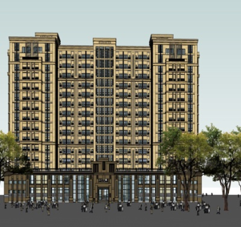 欧式高层公寓su模型