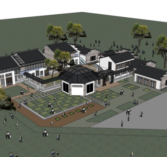 中式古建民房su模型