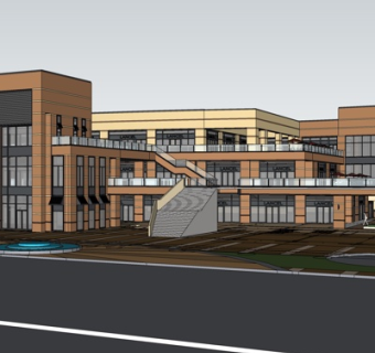 现代办公楼外观su模型