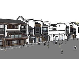 中式沿街商业建筑su模型