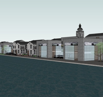 中式商业街su模型