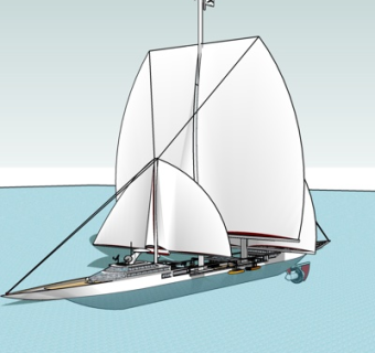 现代海船su模型